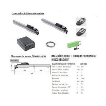 Kit motorisations moteur vis sans fin (vérins)encodeur 24Vav batteries Cardin REMPLACE PAR BLEGOS