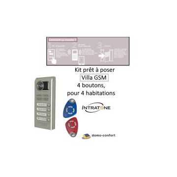 Kit Video Audio GSM VILLA encastré 4 boutons finition laiton Intratone