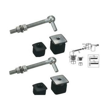 2 charnières M12 bouchons alu pour portillon de jardin 40x40mm L 150mm LOCINOX