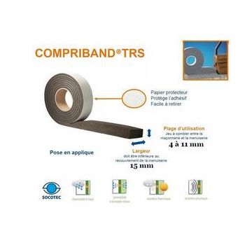 Compriband ®, joint de mousse imprégnée, rouleau de 5m60,larg15 / 4-11 mm TRAMICO