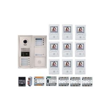 Pack vidéo AIGTBV9E 9 boutons avec 9 moniteurs GT1M3 programmés- AIPHONE -