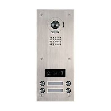 Platine vidéo inox encastrée 4BP synthèse vocale et pictos lumineux pour JM4MED