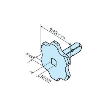 Pièce de raccordement étoilée avec carré moteur tubulaire store et volet roulant R7-R50 - BECKER -