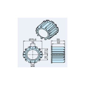 couronne DW78R+F acier (45) pour tube rainuré moteur stores L44-L120 -BECKER-