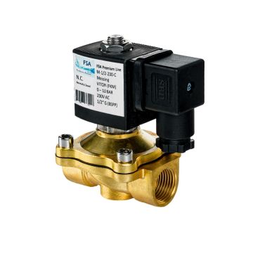 Électrovanne en laiton 1/2 - 12V DC - contact NF - 10 bars - FSA -