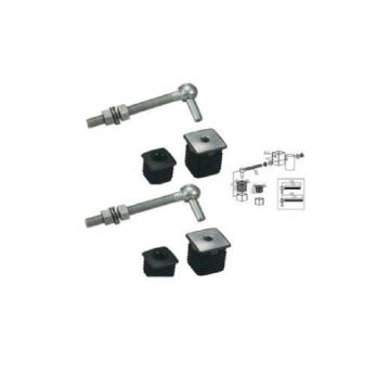 2 Charnières avec bouchons alu pour portillon de jardin avec tige filetée 180 mm pour profil 50 x 50