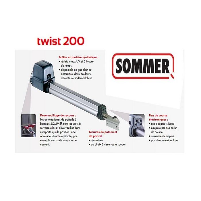 Verin seul électromécanique SOMMER du TWIST 200 - Domo Confort